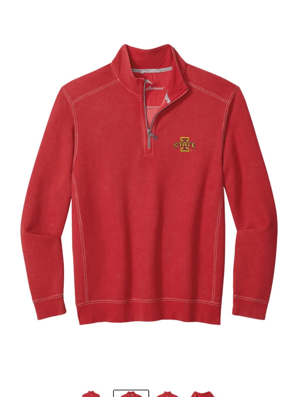 Tommy Bahama men’s Red Iowa State Quarter-Zip Pullover “ islandzone ”